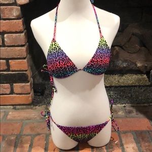 rainbow leopard print bathing suit